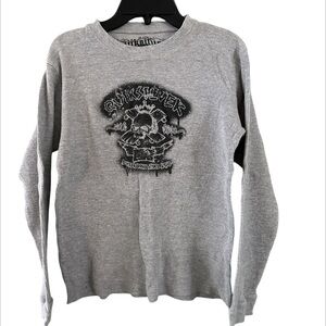 Quiksilver Thermal Long Sleeve Shirt Skull Graphic Skateboard Shirt Size L 14/16